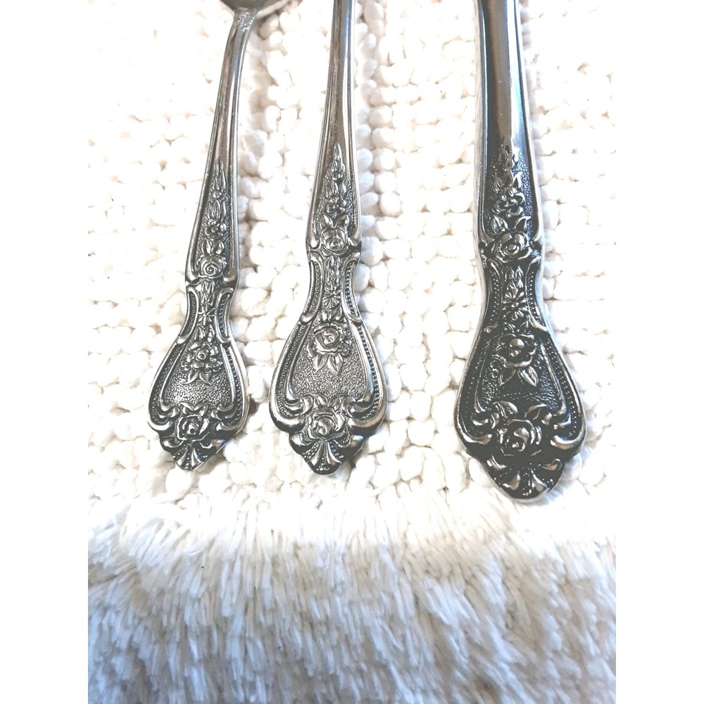 NORMANDY Stainless Japan FORKS Knife Floral Roses Glossy Lot Of 3